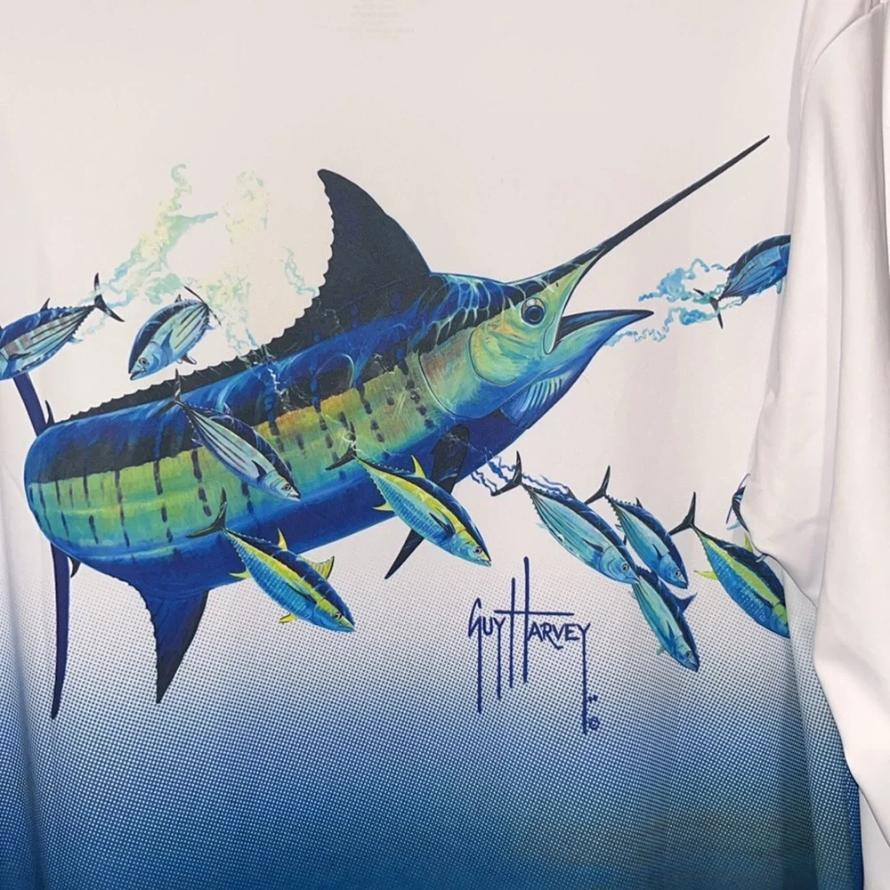 Guy Harvey NWT Men’s Marlin UPF Sun Performance long sleeve shirt size large - Picture 10 of 12